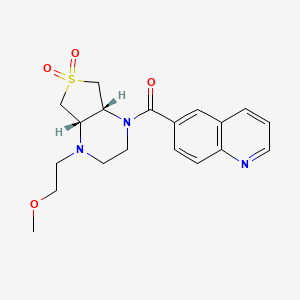 molecular formula C19H23N3O4S B5524177 [(4aR,7aS)-1-(2-methoxyethyl)-6,6-dioxo-2,3,4a,5,7,7a-hexahydrothieno[3,4-b]pyrazin-4-yl]-quinolin-6-ylmethanone 