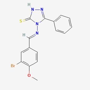 molecular formula C16H13BrN4OS B5524178 4-{[(E)-(3-bromo-4-methoxyphenyl)methylidene]amino}-5-phenyl-4H-1,2,4-triazole-3-thiol 