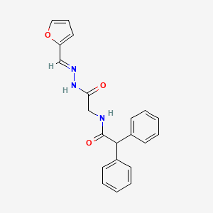 molecular formula C21H19N3O3 B5524185 N-({N'-[(E)-(Furan-2-YL)methylidene]hydrazinecarbonyl}methyl)-2,2-diphenylacetamide 