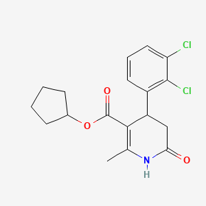 molecular formula C18H19Cl2NO3 B5524224 Cyclopentyl 4-(2,3-dichlorophenyl)-2-methyl-6-oxo-1,4,5,6-tetrahydropyridine-3-carboxylate 
