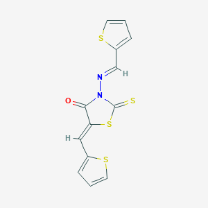 molecular formula C13H8N2OS4 B5524355 (5Z)-2-sulfanylidene-5-(thiophen-2-ylmethylidene)-3-[(E)-thiophen-2-ylmethylideneamino]-1,3-thiazolidin-4-one 