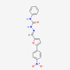 molecular formula C18H14N4O4 B5524392 3-[(E)-{[5-(4-NITROPHENYL)FURAN-2-YL]METHYLIDENE}AMINO]-1-PHENYLUREA 