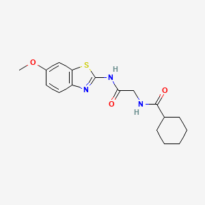 molecular formula C17H21N3O3S B5524441 N-[2-[(6-methoxy-1,3-benzothiazol-2-yl)amino]-2-oxoethyl]cyclohexanecarboxamide 
