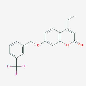molecular formula C19H15F3O3 B5524516 4-ETHYL-7-{[3-(TRIFLUOROMETHYL)PHENYL]METHOXY}-2H-CHROMEN-2-ONE 
