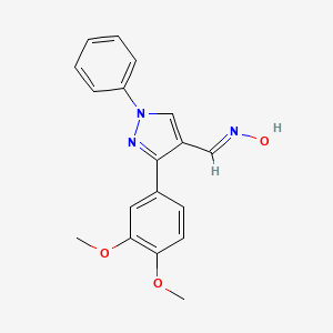 molecular formula C18H17N3O3 B5524534 (NE)-N-[[3-(3,4-dimethoxyphenyl)-1-phenylpyrazol-4-yl]methylidene]hydroxylamine 