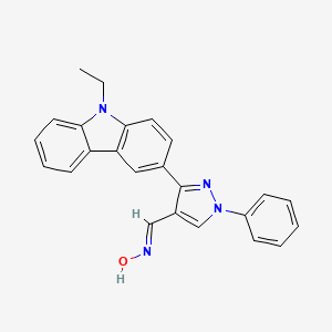 molecular formula C24H20N4O B5524649 (NE)-N-[[3-(9-ethylcarbazol-3-yl)-1-phenylpyrazol-4-yl]methylidene]hydroxylamine 