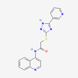 molecular formula C18H14N6OS B5524710 2-{[5-(3-PYRIDYL)-4H-1,2,4-TRIAZOL-3-YL]SULFANYL}-N~1~-(4-QUINOLYL)ACETAMIDE 