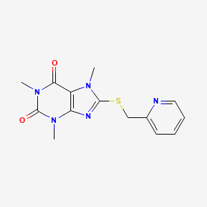 molecular formula C14H15N5O2S B5524758 1,3,7-TRIMETHYL-8-[(2-PYRIDYLMETHYL)SULFANYL]-3,7-DIHYDRO-1H-PURINE-2,6-DIONE 