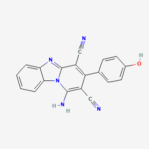 molecular formula C19H11N5O B5524946 1-amino-2-cyano-3-(4-hydroxyphenyl)pyrido[1,2-a][1,3]benzimidazol-4-yl cyanide 