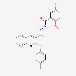 molecular formula C24H18BrN3O2S B5525033 5-bromo-2-hydroxy-N-[(E)-[2-(4-methylphenyl)sulfanylquinolin-3-yl]methylideneamino]benzamide 