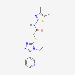 molecular formula C16H18N6OS2 B5525083 N-(4,5-dimethyl-1,3-thiazol-2-yl)-2-{[4-ethyl-5-(pyridin-3-yl)-4H-1,2,4-triazol-3-yl]sulfanyl}acetamide 
