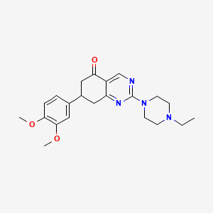 molecular formula C22H28N4O3 B5525335 7-(3,4-dimethoxyphenyl)-2-(4-ethylpiperazinyl)-6,7,8-trihydroquinazolin-5-one 