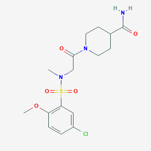 molecular formula C16H22ClN3O5S B5525408 1-[2-(N-METHYL5-CHLORO-2-METHOXYBENZENESULFONAMIDO)ACETYL]PIPERIDINE-4-CARBOXAMIDE 
