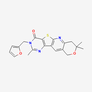 molecular formula C20H19N3O3S B5525492 14-(furan-2-ylmethyl)-5,5,13-trimethyl-6-oxa-17-thia-2,12,14-triazatetracyclo[8.7.0.03,8.011,16]heptadeca-1,3(8),9,11(16),12-pentaen-15-one 