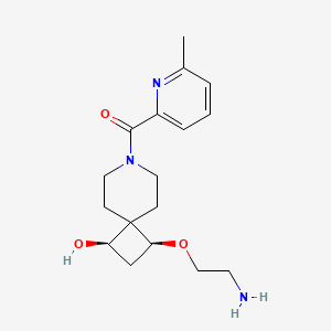 molecular formula C17H25N3O3 B5525648 [(1R,3S)-3-(2-aminoethoxy)-1-hydroxy-7-azaspiro[3.5]nonan-7-yl]-(6-methylpyridin-2-yl)methanone 
