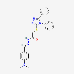 molecular formula C25H24N6OS B5525691 N'-{(E)-[4-(dimethylamino)phenyl]methylidene}-2-[(4,5-diphenyl-4H-1,2,4-triazol-3-yl)sulfanyl]acetohydrazide 