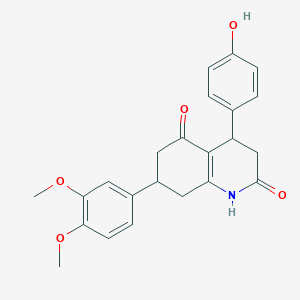 molecular formula C23H23NO5 B5525724 7-(3,4-DIMETHOXYPHENYL)-4-(4-HYDROXYPHENYL)-1,2,3,4,5,6,7,8-OCTAHYDROQUINOLINE-2,5-DIONE 