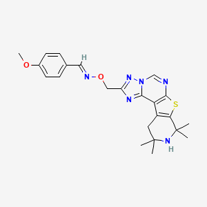 molecular formula C23H26N6O2S B5525749 (E)-1-(4-methoxyphenyl)-N-[(12,12,14,14-tetramethyl-10-thia-3,5,6,8,13-pentazatetracyclo[7.7.0.02,6.011,16]hexadeca-1(9),2,4,7,11(16)-pentaen-4-yl)methoxy]methanimine 