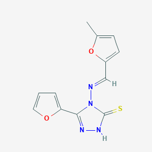 molecular formula C12H10N4O2S B5525792 5-(2-FURYL)-4-(((5-METHYL-2-FURYL)METHYLENE)AMINO)-4H-1,2,4-TRIAZOLE-3-THIOL 