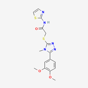molecular formula C16H17N5O3S2 B5525807 2-{[5-(3,4-dimethoxyphenyl)-4-methyl-4H-1,2,4-triazol-3-yl]sulfanyl}-N-(1,3-thiazol-2-yl)acetamide 