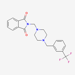 molecular formula C21H20F3N3O2 B5525845 2-({4-[3-(TRIFLUOROMETHYL)BENZYL]PIPERAZINO}METHYL)-1H-ISOINDOLE-1,3(2H)-DIONE 