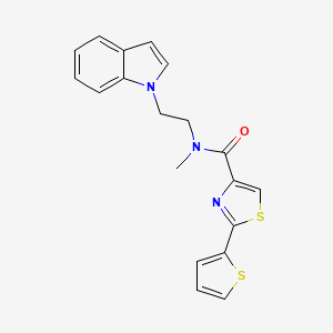 molecular formula C19H17N3OS2 B5525911 N-[2-(1H-indol-1-yl)ethyl]-N-methyl-2-(2-thienyl)-1,3-thiazole-4-carboxamide 