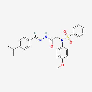 molecular formula C25H27N3O4S B5525924 N-(4-METHOXYPHENYL)-N-({N'-[(E)-[4-(PROPAN-2-YL)PHENYL]METHYLIDENE]HYDRAZINECARBONYL}METHYL)BENZENESULFONAMIDE 