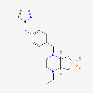 molecular formula C19H26N4O2S B5526037 (4aR,7aS)-1-ethyl-4-[[4-(pyrazol-1-ylmethyl)phenyl]methyl]-2,3,4a,5,7,7a-hexahydrothieno[3,4-b]pyrazine 6,6-dioxide 