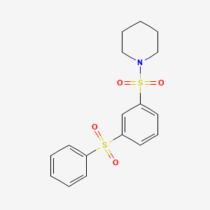 molecular formula C17H19NO4S2 B5526107 1-(3-Benzenesulfonyl-benzenesulfonyl)-piperidine 