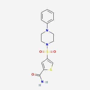 molecular formula C15H17N3O3S2 B5526119 4-(4-Phenylpiperazin-1-yl)sulfonylthiophene-2-carboxamide 