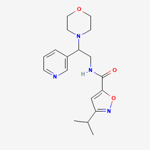 molecular formula C18H24N4O3 B5526273 3-isopropyl-N-[2-(4-morpholinyl)-2-(3-pyridinyl)ethyl]-5-isoxazolecarboxamide 