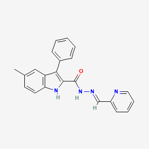 molecular formula C22H18N4O B5526318 5-methyl-3-phenyl-N-[(E)-pyridin-2-ylmethylideneamino]-1H-indole-2-carboxamide 