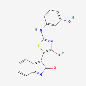 molecular formula C17H11N3O3S B5526329 2-(3-HYDROXYANILINO)-5-(2-OXO-1,2-DIHYDRO-3H-INDOL-3-YLIDEN)-1,3-THIAZOL-4-ONE 