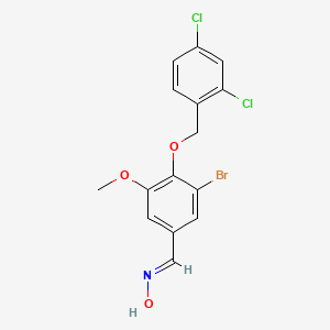 molecular formula C15H12BrCl2NO3 B5526349 (NE)-N-[[3-bromo-4-[(2,4-dichlorophenyl)methoxy]-5-methoxyphenyl]methylidene]hydroxylamine 