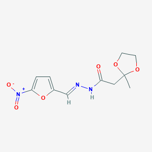 molecular formula C11H13N3O6 B5526401 2-(2-methyl-1,3-dioxolan-2-yl)-N'-[(E)-(5-nitrofuran-2-yl)methylidene]acetohydrazide 