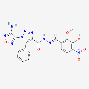 molecular formula C19H15N9O6 B5526563 1-(4-Amino-1,2,5-oxadiazol-3-YL)-N'-[(E)-(3-hydroxy-2-methoxy-4-nitrophenyl)methylidene]-5-phenyl-1H-1,2,3-triazole-4-carbohydrazide 