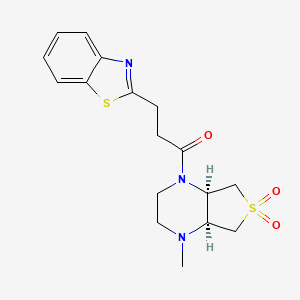 molecular formula C17H21N3O3S2 B5526636 1-[(4aR,7aS)-1-methyl-6,6-dioxo-2,3,4a,5,7,7a-hexahydrothieno[3,4-b]pyrazin-4-yl]-3-(1,3-benzothiazol-2-yl)propan-1-one 