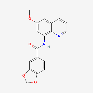 molecular formula C18H14N2O4 B5526657 N-(6-METHOXYQUINOLIN-8-YL)-2H-1,3-BENZODIOXOLE-5-CARBOXAMIDE 