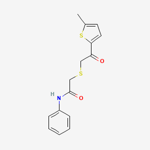 molecular formula C15H15NO2S2 B5526758 2-[2-(5-methylthiophen-2-yl)-2-oxoethyl]sulfanyl-N-phenylacetamide 