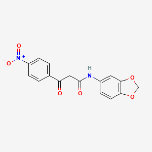 molecular formula C16H12N2O6 B5526813 N-(2H-1,3-benzodioxol-5-yl)-3-(4-nitrophenyl)-3-oxopropanamide 