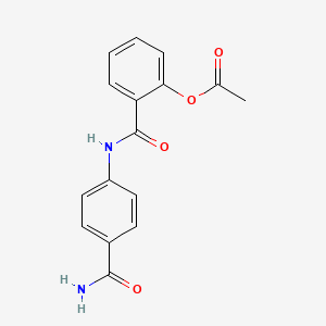 molecular formula C16H14N2O4 B5526855 2-{[4-(AMINOCARBONYL)ANILINO]CARBONYL}PHENYL ACETATE 