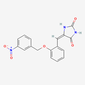 molecular formula C17H13N3O5 B5526957 (5E)-5-({2-[(3-NITROPHENYL)METHOXY]PHENYL}METHYLIDENE)IMIDAZOLIDINE-2,4-DIONE 