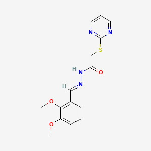 molecular formula C15H16N4O3S B5526997 N'-[(E)-(2,3-dimethoxyphenyl)methylidene]-2-(pyrimidin-2-ylsulfanyl)acetohydrazide 