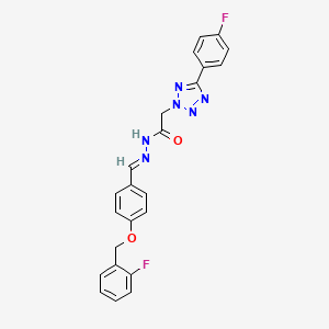 molecular formula C23H18F2N6O2 B5527187 2-[5-(4-FLUOROPHENYL)-2H-1,2,3,4-TETRAZOL-2-YL]-N'-[(E)-{4-[(2-FLUOROPHENYL)METHOXY]PHENYL}METHYLIDENE]ACETOHYDRAZIDE 