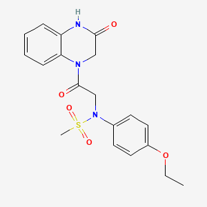 molecular formula C19H21N3O5S B5527204 N-(4-ethoxyphenyl)-N-[2-oxo-2-(3-oxo-3,4-dihydroquinoxalin-1(2H)-yl)ethyl]methanesulfonamide 