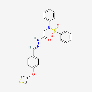 molecular formula C24H23N3O4S2 B5527236 N-PHENYL-N-({N'-[(E)-[4-(THIETAN-3-YLOXY)PHENYL]METHYLIDENE]HYDRAZINECARBONYL}METHYL)BENZENESULFONAMIDE 