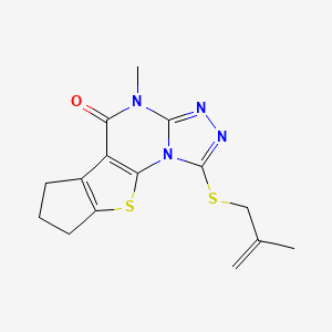 molecular formula C15H16N4OS2 B5527381 7-methyl-3-(2-methylprop-2-enylsulfanyl)-15-thia-2,4,5,7-tetrazatetracyclo[7.6.0.02,6.010,14]pentadeca-1(9),3,5,10(14)-tetraen-8-one 