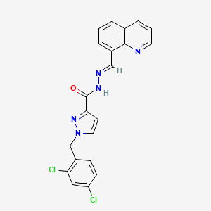 molecular formula C21H15Cl2N5O B5527431 1-[(2,4-dichlorophenyl)methyl]-N-[(E)-quinolin-8-ylmethylideneamino]pyrazole-3-carboxamide 