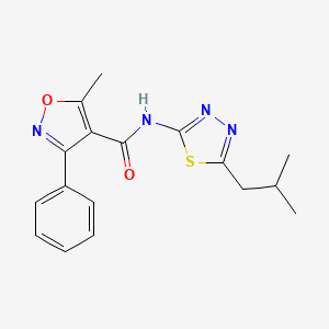 molecular formula C17H18N4O2S B5527469 5-methyl-N-[5-(2-methylpropyl)-1,3,4-thiadiazol-2-yl]-3-phenyl-1,2-oxazole-4-carboxamide 
