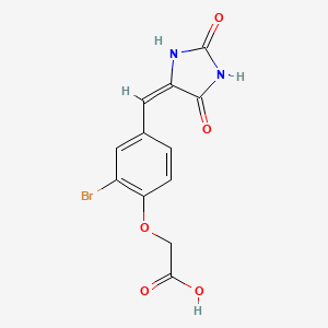 molecular formula C12H9BrN2O5 B5527846 2-[2-bromo-4-[(E)-(2,5-dioxoimidazolidin-4-ylidene)methyl]phenoxy]acetic acid 